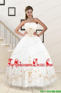 2015 Spring New Style Beading Quinceanera Dresses in White