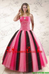 New Style Multi-color Sweet 15 Dresses with Beading for 2015