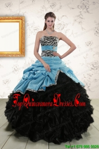 New Style Ruffles 2015 Quinceanera Dresses with Zebra and Belt