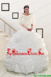 New Style White Strapless 2015 Quinceanera Dresses with Beading