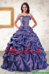 2015 Beaded and Pick ups Perfect Purple Quinceanera Dresses with Brush Train