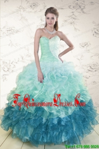 2015 Perfect Multi Color Quinceanera Dresses with Beading and Ruffles