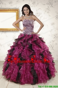 2015 Popular Sweetheart Ruffles Quinceanera Dresses in Multi-color