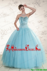 Perfect Beading 2015 Quinceanera Dress in Baby Blue