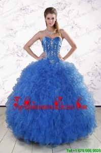 Perfect Royal Blue 2015 Quinceanera Dresses with Appliques and Ruffles