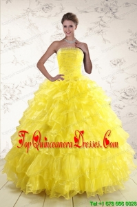 Perfect Yellow Quinceanera Dresses with Beading and Ruffles
