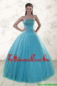 Cheap Sweetheart Baby Blue Quinceanera Dresses with Appliques