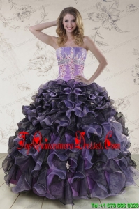 2015 Pretty Multi Color Quinceanera Dresses with Beading and Ruffles