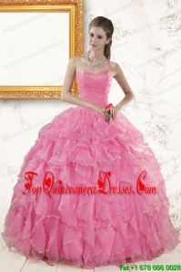 2015 Pretty Sweetheart Beading Baby Pink Quinceanera Dresses