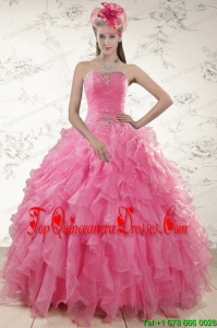 Cheap Ball Gown Organza Quinceanera Dresses with Beading and Ruffles