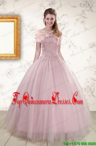 Cheap Light Pink Strapless Elegant Sweet 16 Dresses with Appliques