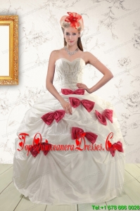 Cheap White Quinceanera Dresses with Beading and Bowknots For 2015