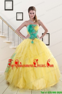 Pretty Multi Color Quinceanera Dresses with Hand Made Flowers