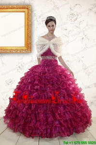 2015 Puffy Sweetheart Quinceanera Gown with Beading and Ruffles