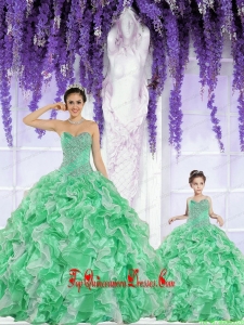 2015 Spring Hot Sales Beading and Ruffles Green Princesita Dress