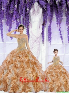 Most Popular Organza Beading and Ruffles Princesita Dress in Champagne