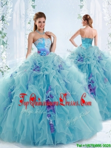 Gorgeous Applique and Ruffled Detachable Modern Quinceanera Dresses in Aqua Blue