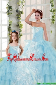 2015 Elegant Appliques and Ruffles Princesita Dress in Baby Blue