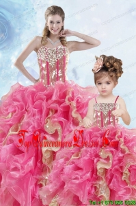 2015 Luxurious Beading and Ruffles Organza Princesita Dress in Multi-color