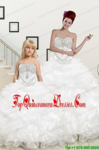 New Sweetheart Sweep Train Beading and Ruffles Princesita Dress for 2015