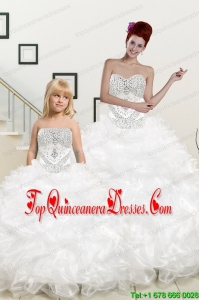 New Sweetheart Sweep Train Beading and Ruffles Princesita Dress for 2015