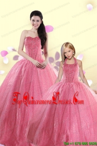 Simple Sweetheart Sequins Princesita Dress in Rose Pink For 2015