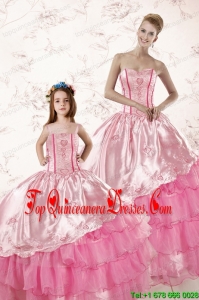 Wonderful Embroidery and Ruffles 2015 Princesita Dress in Pink