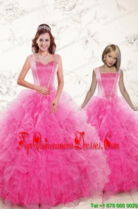 2015 Pretty Straps Hot Pink Princesita Dresses with Beading