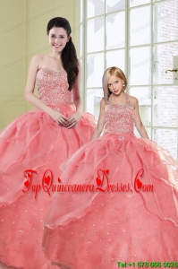 2015 Ruffles Watermelon Red Princesita Dress with Sequins