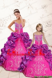 Classic Ball Gown Embroidery Court Train Princesita Dresses in Purple