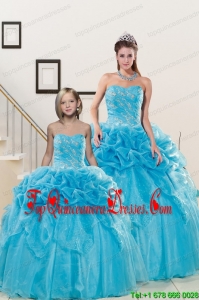 Fashionable Sweetheart Beading Princesita Dress in Aqua Blue