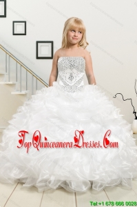 Most Popular Beading and Ruffles White Little Girl Pageant Dress