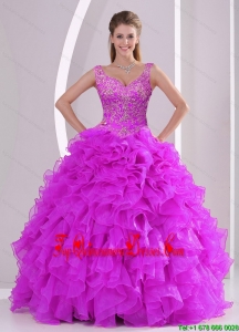Fashionable Fuchsia 15 Quinceanera Dresses with Beading and Ruffles