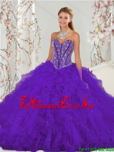 Exquisite Purple Sweet 16 Perfect Quinceanera Dresses with Beading and Ruffles