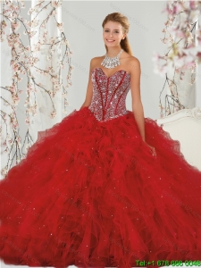 Most Popular Beading and Ruffles Red New Style Quinceanera Dresses
