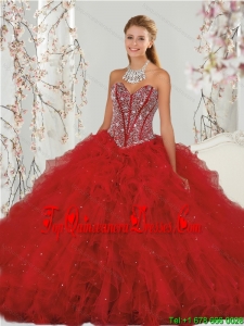 Most Popular Detachable Beading and Ruffles Red Dresses for Quinceanera Dress Skirts