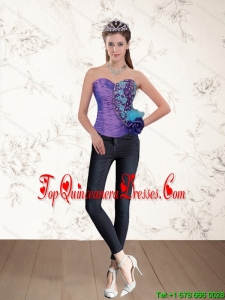 2015 Popular Beaded Multi Color Corset with Hand Made Flower