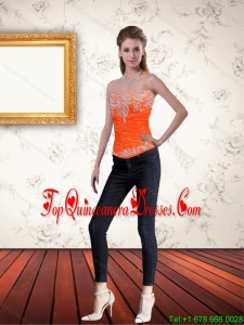 Gorgeous Sweetheart Orange Corset with Ruffles and Beading