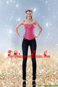 2015 Girls Fashionable Pink Sweetheart Corset With Beading