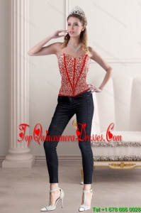 2015 New Style Strapless Corset with Beading and Appliques