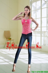 Perfect Pink Beautiful Beaded Sweetheart Corset Dressses for 2015