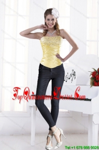 Yellow Strapless Elegant Beading Corset for 2015