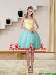2015 Strapless Multi Color Dama Dresses with Bowknot