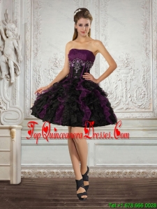 Ball Gown Strapless Multi Color Dama Dresses with Ruffles and Embroidery