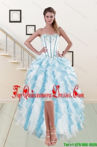 2015 Most Popular Sweetheart Prom Gown Dama dress with Appliques and Ruffles