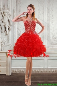 New Style Sweetheart Dama Dresses with Beading and Ruffles for 2015