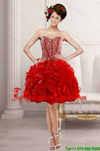 2015 Elegant Sweetheart Prom with Beading and Ruffles