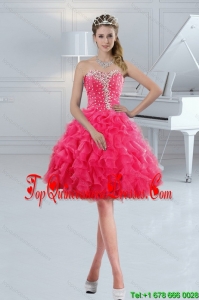 Sweetheart 2015 Cute Prom Gown with Ruffles and Beading