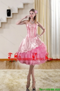 2015 Gorgeous Sweetheart Dama Dress with Embroidery and Ruffles