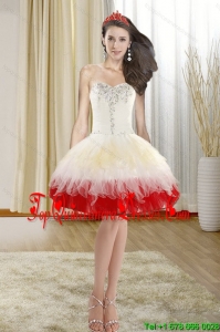 2015 Spring Gorgeous Beading Short Dama Dresses with Sweetheart